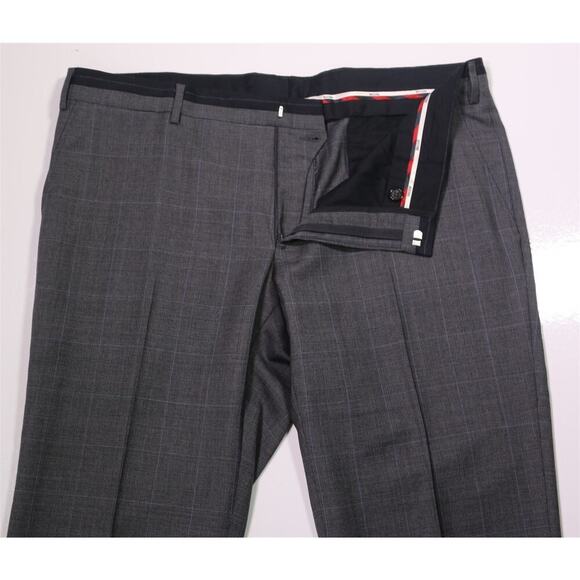 Moschino Gray Glen Plaid Flat Front Wool Slim Fit Dress Pants 38 New! - Picture 5 of 6